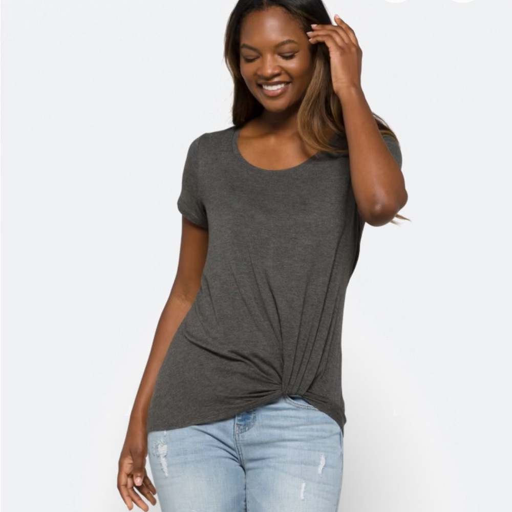 Nine Britton Charcoal Twist Hem Tee